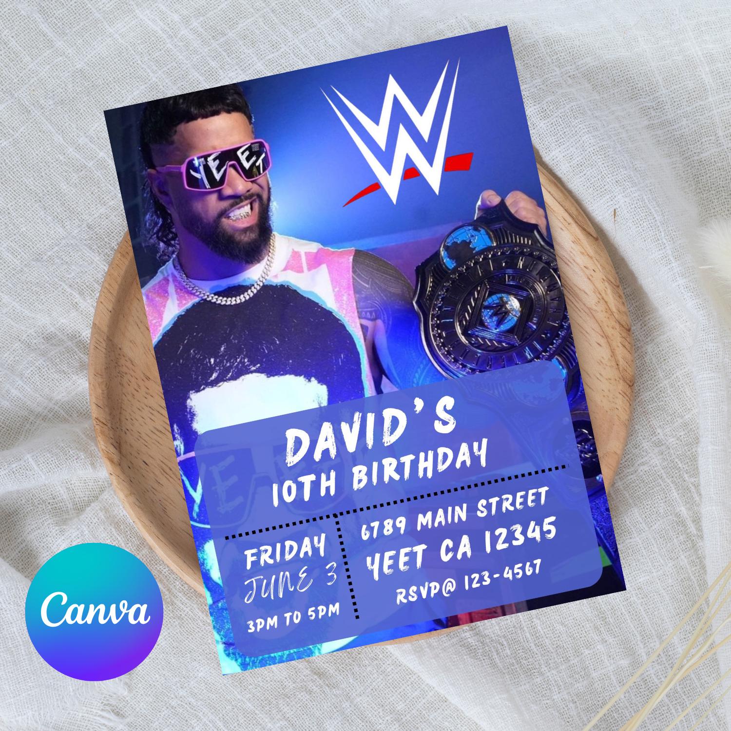 Yeet Jey Uso Birthday Invitation Digital Download, Boys Birthday Invitation, WWE Wrestling Invititation