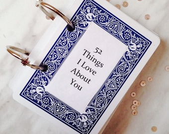 Valentines gift For Husband, Anniversary wife gift , Deck of cards, 52 things love about you.