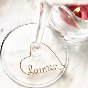 Personalized Wine Glass Charms. Wedding Favors. Bridesmaid Name Tags.K