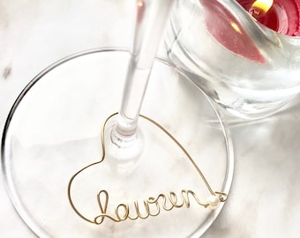 Personalized Wine Glass Charms. Wedding Favors. Bridesmaid Name Tags.K