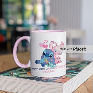 Lilo and Stitch Angel Coffee Mug, Cartoon Movie Character Kitchen Decor, Gift for Couples, Friends, Disney Lovers, Unique Ceramic