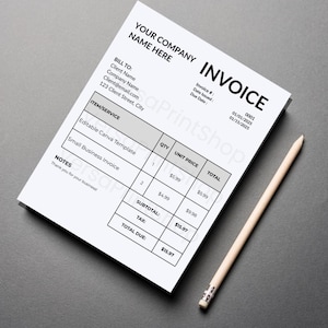 Professional Invoice Template | Editable Canva Template for Small Businesses | Printable Digital Download