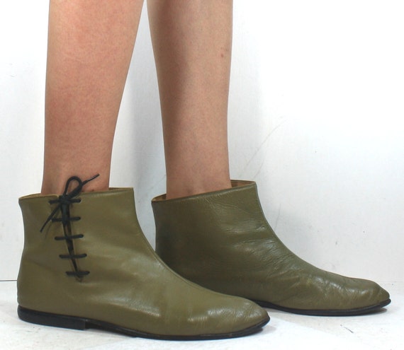 women's short lace up leather boots