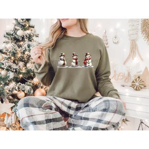 Cute Snowman Christmas Sweatshirt, Three Snowmen Holiday Sweatshirt, Winter Cartoon Tee, Funny Xmas Gift, Cozy Winter T-Shirt Unisex