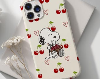 Snoopy Cherry iPhone Samsung Case, Calivie Studio Cartoon Cover