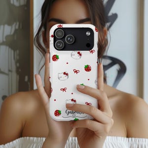 Personalized Cartoon Hello Kitty iPhone Case, Custom Name Phone Cover For iPhone Pro Max Plus Models, MagSafe Case, Gift For Her image 3