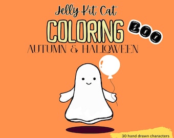 Jelly Kit Cat Coloring Book: Spooky Halloween Designs
