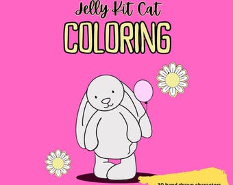 Jelly Kit Cat Colouring Book for Adults and Kids, Bold and Easy Designs for Relaxation- Free Shipping
