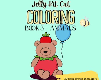 Jelly Kit Cat Colouring Book 3 - Animals: Mindfulness Gift for tweens, teens and adults for screen-free time. - Free Shipping