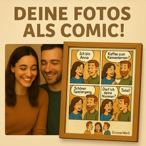 Spersonalizowany plakat komiksowy z Twoich zdjęć | 6-panelowa historia miłosna | Pobieranie cyfrowe