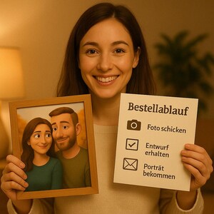 Personalisiertes Cartoon-Portrait | Pärchenbild im Animationsstil | Romantisches Geschenk für Partner oder Freunde