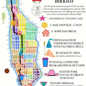 Mappa di compleanno di New York stampabile – Guida personalizzata di Manhattan con i luoghi preferiti