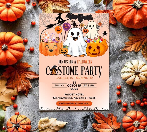 Editable Halloween Birthday Invitation, Halloween Birthday Party Invite, Spooky Halloween Birthday Invitation, Halloween Birthday Invite