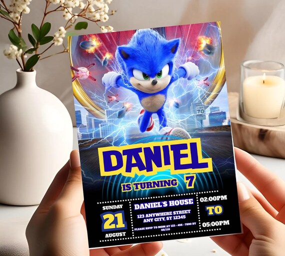 Sonic Editable Birthday Invitation | Hedgehog Party Invitation Template Printable | For Boy and Girl invitation | Invite Instant Download