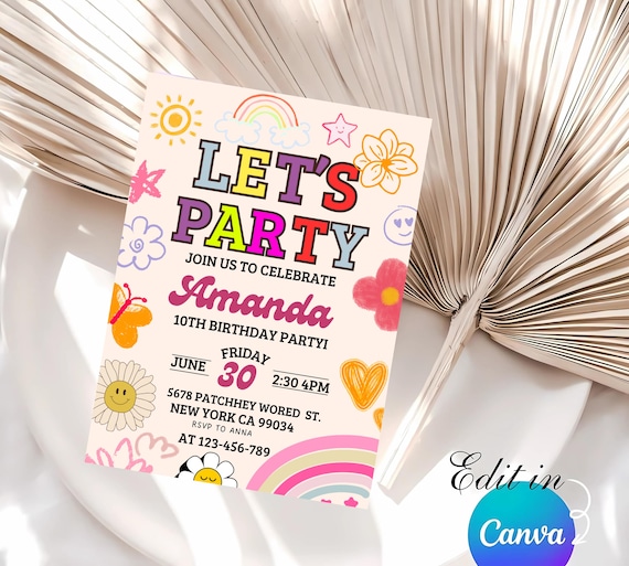 Editable Patch Letter Invitation, Girl Birthday Invitation, Varsity Patch Party, Preppy Invitation, Varsity Patch Party