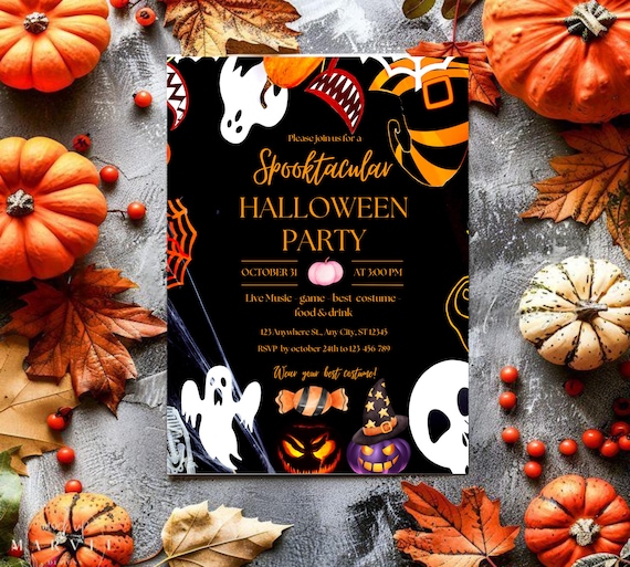 Editable Halloween Birthday Invitation, Halloween Birthday Party Invite, Spooky Halloween Birthday Invitation, Halloween Birthday Invite