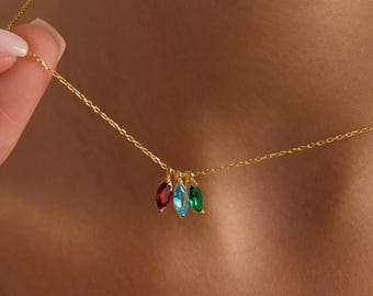 Collar con piedra de nacimiento familiar, collar con piedra de nacimiento para la madre, collar con piedra de nacimiento para la abuela, collar con piedra de nacimiento personalizado, joyería con piedra de nacimiento