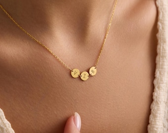 14K Gold Mother Necklace with Kids Initials, Multiple Initial Necklace, Custom Name Necklace, Personalized Jewelry, Mom Necklace