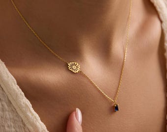 Personalized Jewelry Gift for New Mom, Birth Flower Necklace, Birthflower Jewelry, Birthstone Pendant Necklace, Gift for Her, Birthday Gift