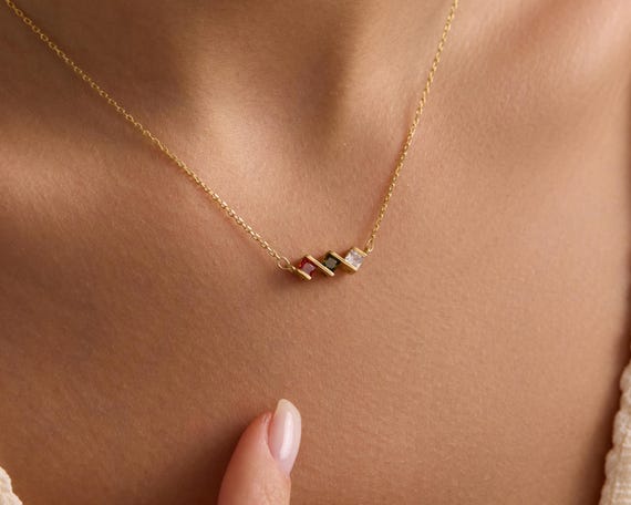 Birthstone Necklace for Mom, Christmas Gift for Mom, Family Birthstone Necklace 14K Gold,Birthstone Jewelry, Birth Stone Necklace,