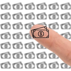 42 Mini Icon Dollars Sticker Sheet - Przezroczyste błyszczące naklejki do planera | Uroczy prezent dla niej, idealny dla BoJu, Erin Condren, gotowy do folii