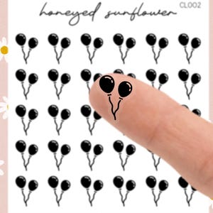 30 Mini Icon Luftballons Sticker Bogen - glänzende Sticker Seiten | Nettes Geschenk für Sie, Perfekt für BoJu, Erin Condren, Foil Ready