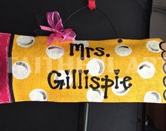 Pencil Burlap Door Hanger