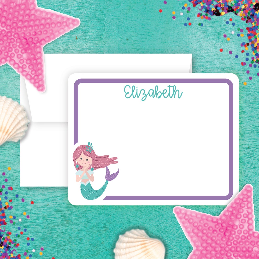 Mermaid Notes Mermaid Notecards- Set of 12 Flat, White - Etsy