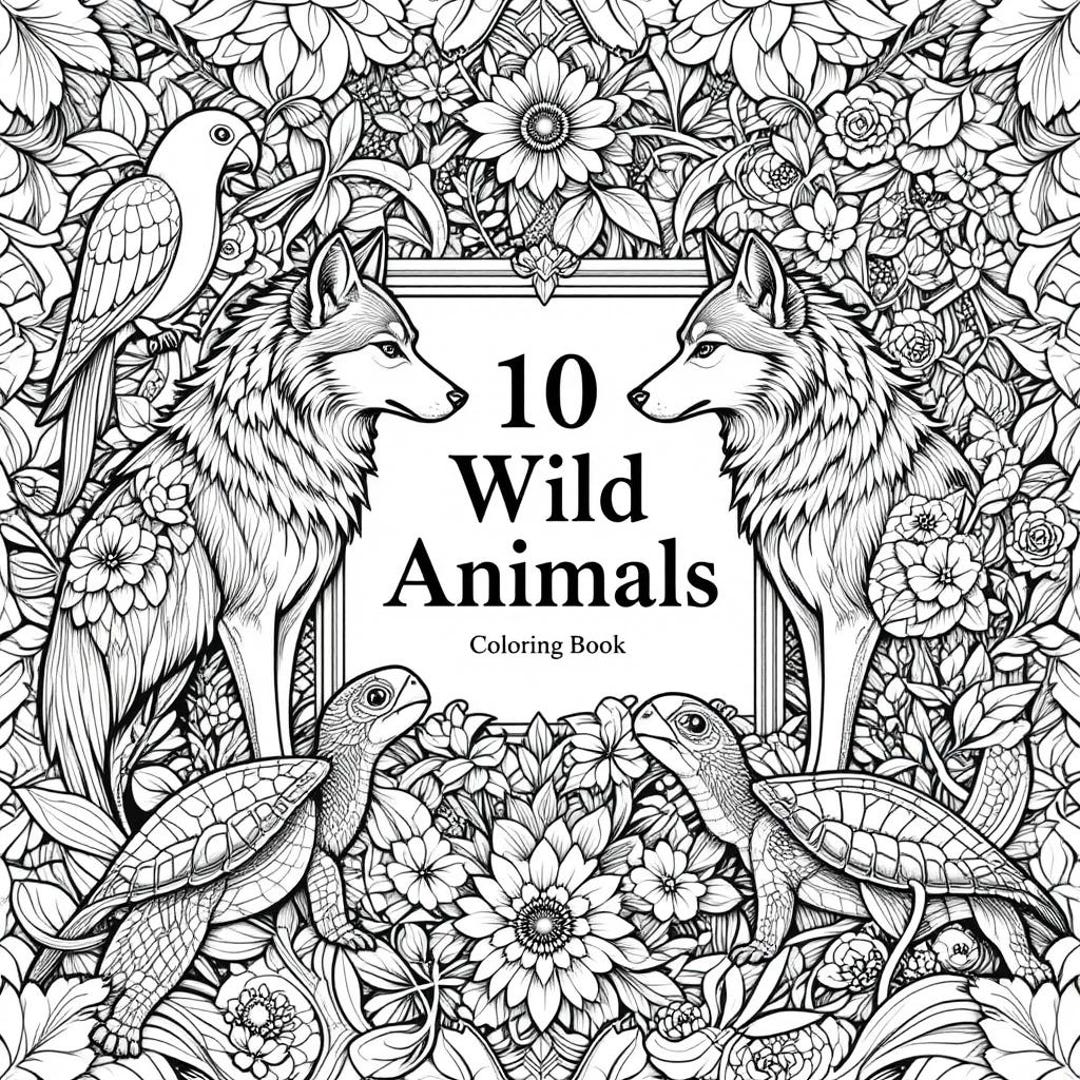 10 Wild Animals Coloring Book for Adults | Intricate Nature and Animal ...