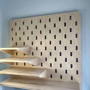 Tommy Tsunami Natural Wood Shelf in Various Sizes for Pegboard Storage Organizer Rack Holder Accessories