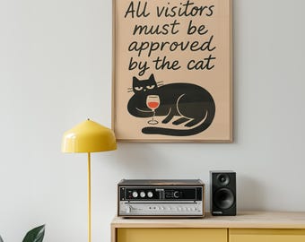 Funny Wine Cat Wall Art Print: Sarcastic Kitten Poster (Digital Download)