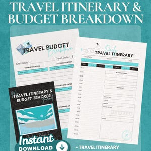 Editable Travel Itinerary & Budget Planner: Easy Trip Planning (PDF Downloadable Template)