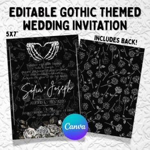 Editable Gothic Wedding Invitation Template | Dark Romantic Printable Invite | Canva Wedding Template | Victorian Halloween Wedding Invite