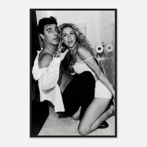 Carrie und Mr Big in Toilette Poster, Badezimmer Wand Kunst, Vintage Druck, Schwarz Weiß Foto Druck