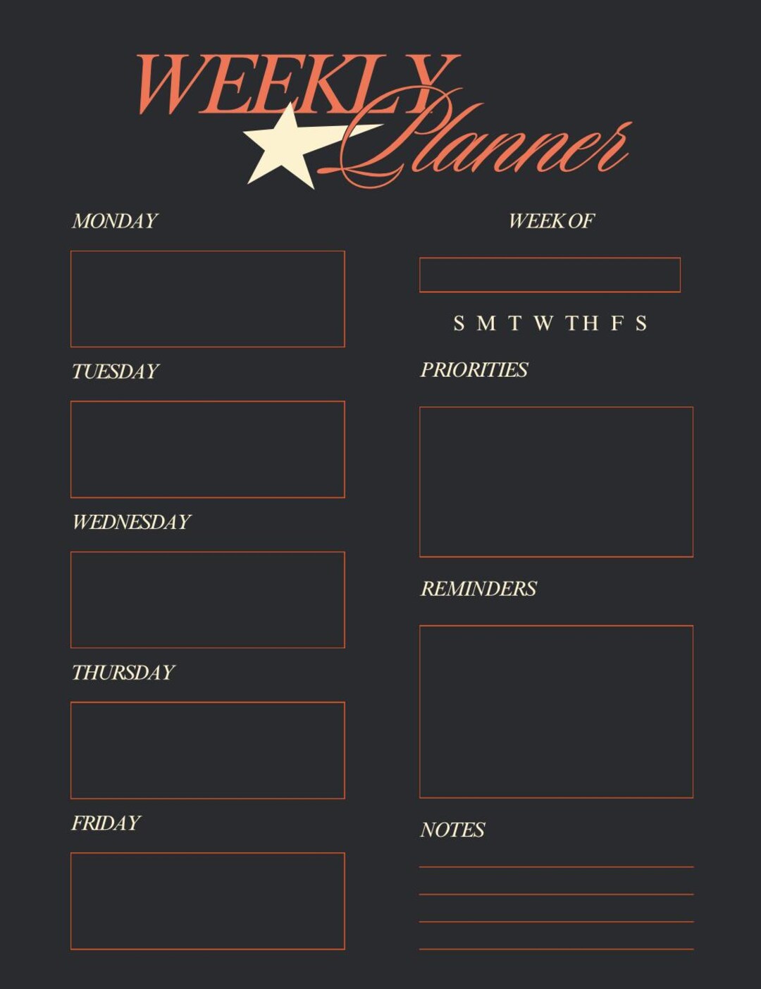 Weekly Planner – Printable Digital Download - Etsy