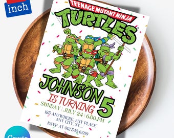 Editable Invitation, Karate Birthday Invite boy, Ninja Invitation, Instant Download, Turtles Kids Birthday Invite Template