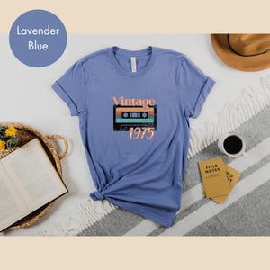 vintage Cassette 1975 tee shirt unisexe, chemise musique rétro 50e anniversaire, T-shirt cadeau 50e anniversaire, tee-shirt d&#39;anniversaire Mixtape, cadeau pour mélomane