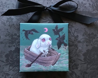 Float On - mini canvas bunny print