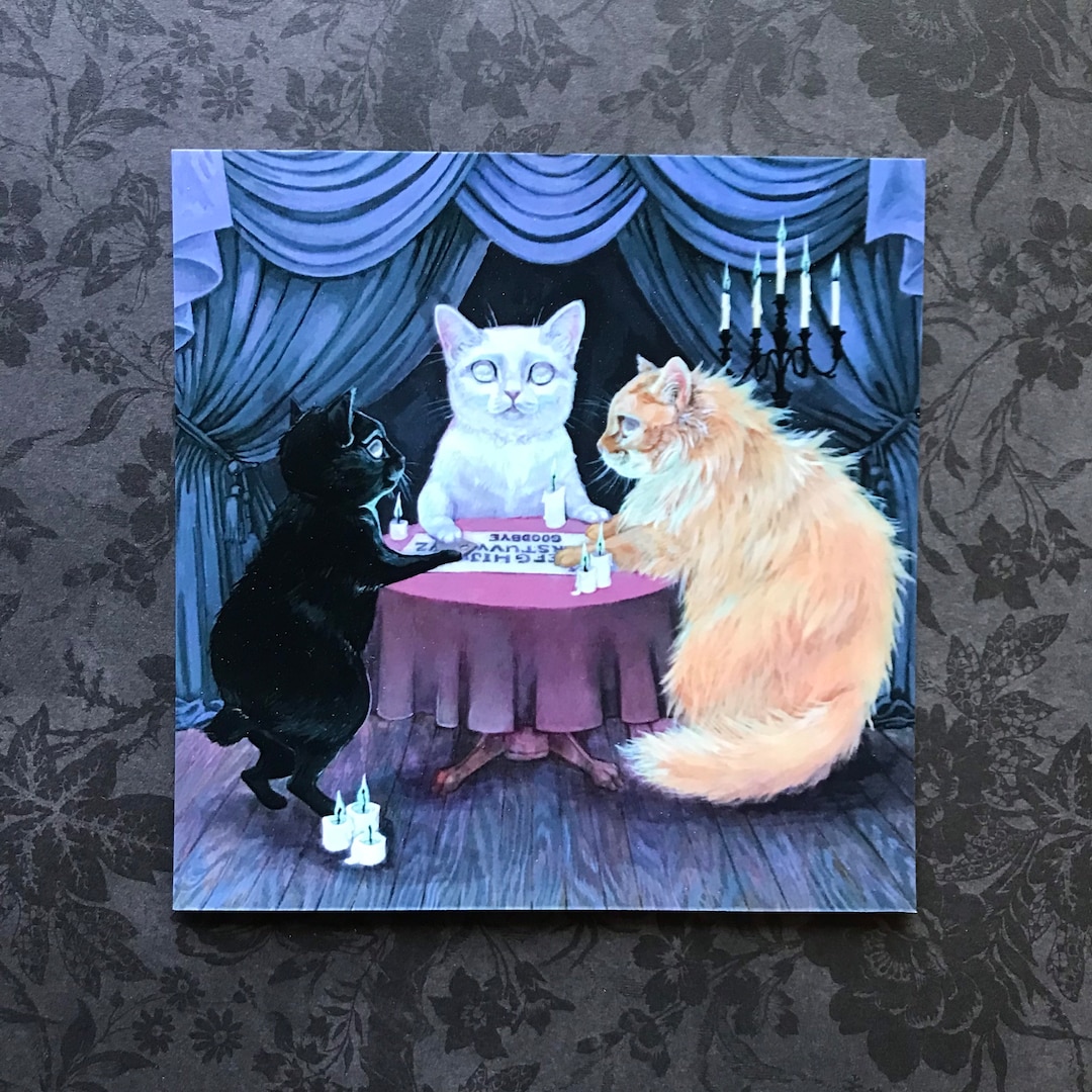 Purrforming a Seance 5x5 Spooky Cat Fine Art Print Etsy