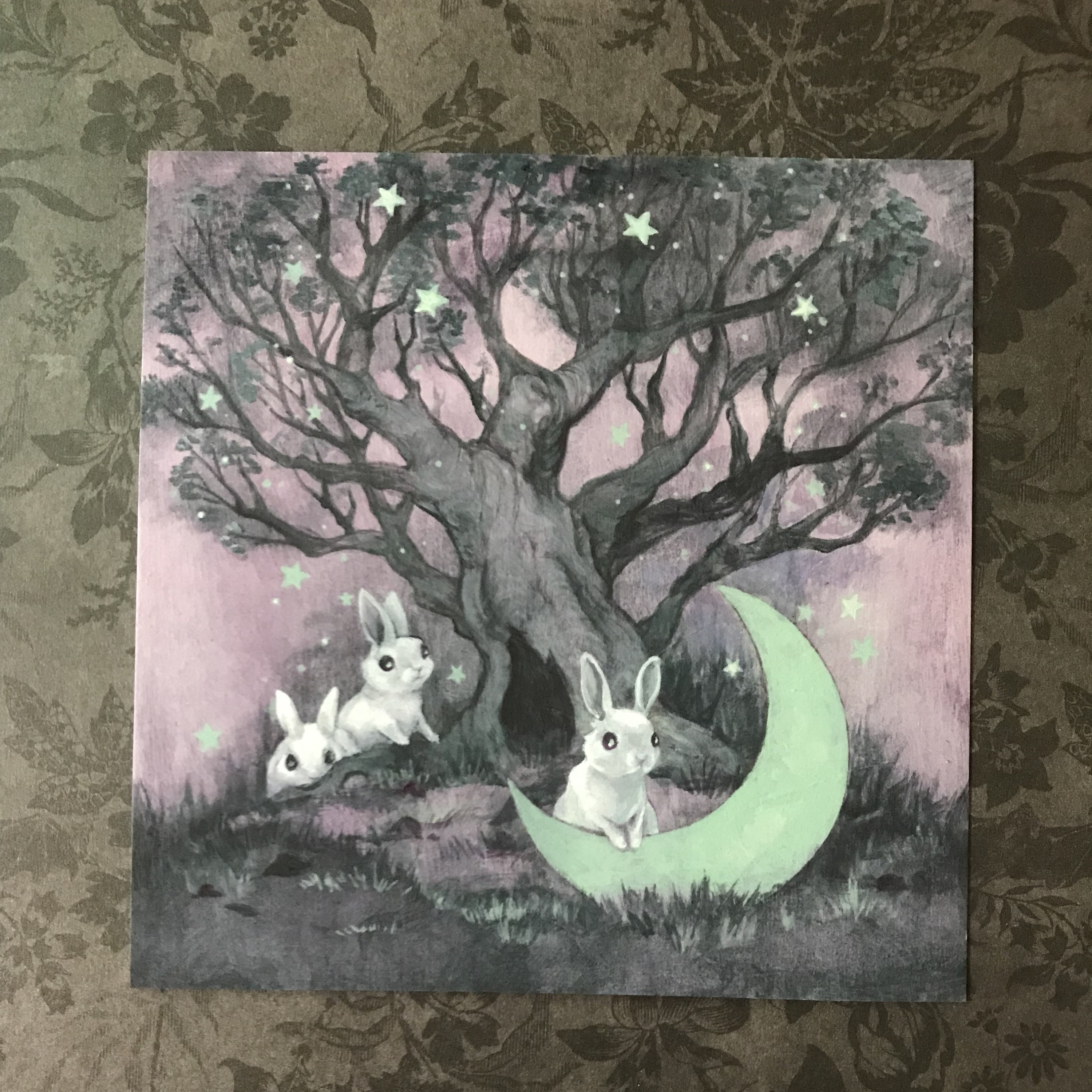 Lunar Rabbit Ink Lunar Bunnies Art Print: Spooky Rabbit Illustration (5x5) - Etsy