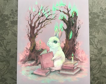 Storybook Incident - 5x7 spooky bunny fine art print