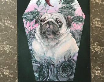 Toulouse - 5x7 spooky pug fine art print