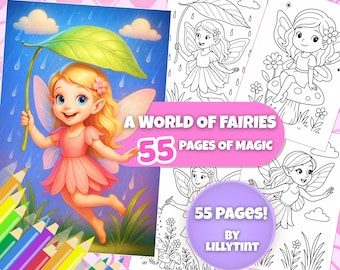 Magical Fairy Coloring Book for Kids – 55 Printable Pages | Fantasy Girls Activity, Fairy Garden & Enchanted Forest Fun