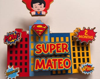 Personalized Superhero Baby Cake Topper