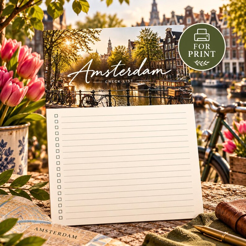 Amsterdam Travel Checklist — Plan Your Canal City Escape | Printable A4 ...