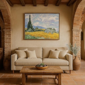 Van Gogh Wheat Field Oil Painting: Textured Impasto Landscape Art