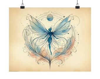 Magical Fire Fairy Poster - Matte Wall Art Print in 4 Sizes - Whimsical Fantasy Wall Decor, Gift for Nature Lovers, Magical Fairy Dreams