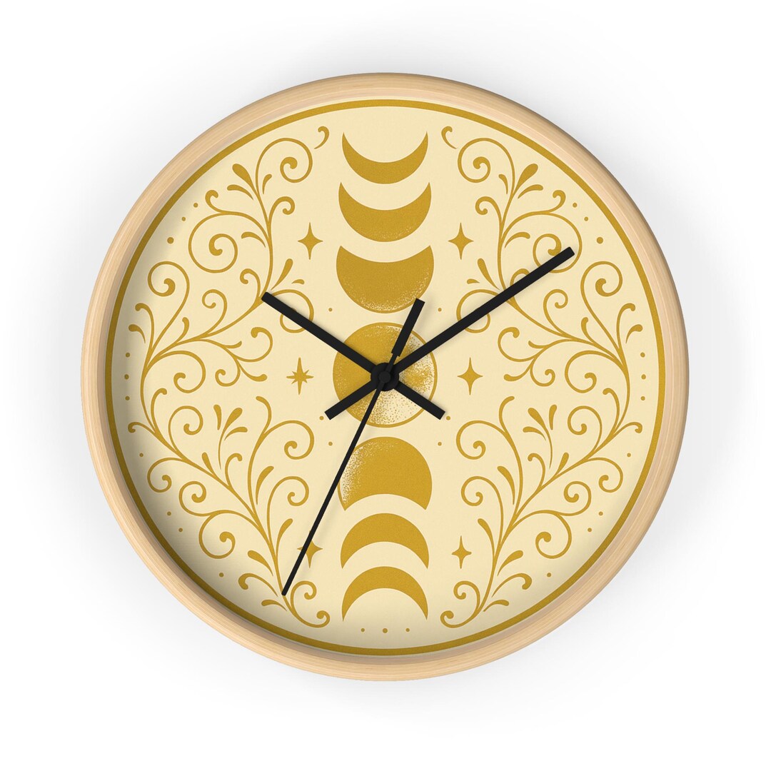 Golden Moon Phases Wall Clock Celestial Decor Vertical - Etsy