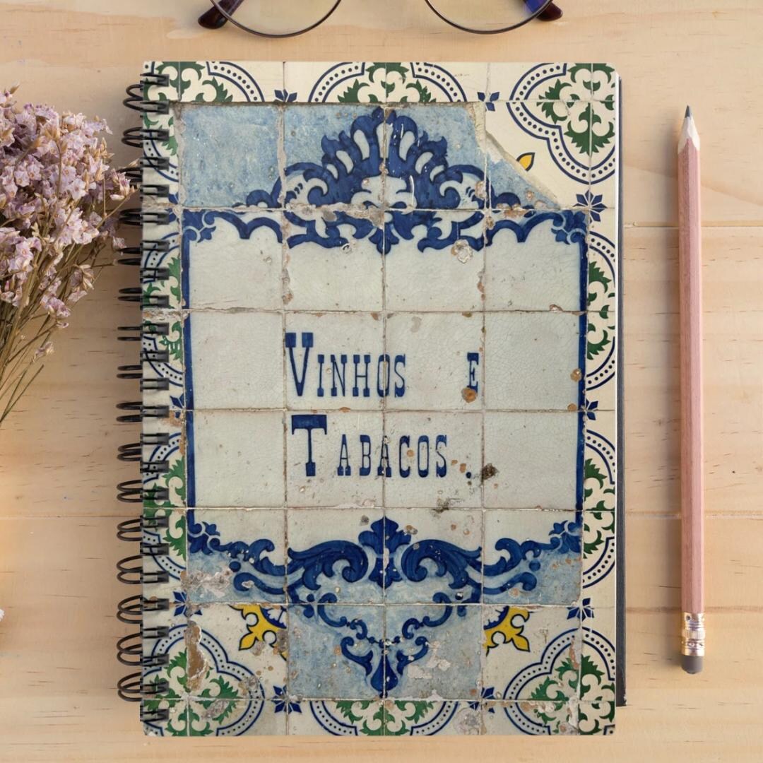 Vintage Tile Spiral Notebook: Decorative Journal, Blue & White Design ...