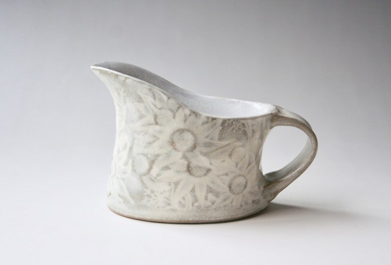 Milk jug or creamer with flannel flowers image 8